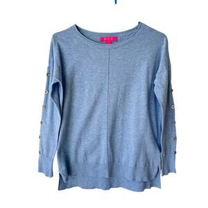 Lilly Pulitzer Women’s XS Button Sleeve Sweater Light Blue Cotton Blend Preppy